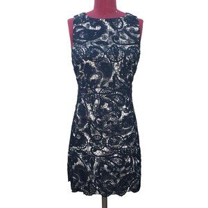 Alice & Olivia Cocktail Dress Black Crochet Lace Crew Sleeveless Cutout Back 6